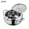 Stainless Steel Deep Fryer Pot Tempura Fryer Pan, Temperature Control Mini Frying Chicken Pot with Lid & Removable Oil Filter Rack for Kitchen Cooking Frying Oil view 2