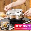 Stainless Steel Deep Fryer Pot Tempura Fryer Pan, Temperature Control Mini Frying Chicken Pot with Lid & Removable Oil Filter Rack for Kitchen Cooking Frying Oil view 3
