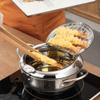 Stainless Steel Deep Fryer Pot Tempura Fryer Pan, Temperature Control Mini Frying Chicken Pot with Lid & Removable Oil Filter Rack for Kitchen Cooking Frying Oil view 4
