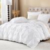 ARlinen King Size Pinch Pleated Duvet Cover Set, Egyptian Cotton, 3 Piece Bedding Set with Zipper Closure, Includes 1 White Cover (104x92 inches) and 2 Pillow Cases (20x40 inches) view 1