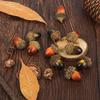 Kubert 100 Pieces Brown Assorted Artificial Acorn Caps, Autumn Vase Filler DecorationsMixed view 3