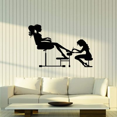 Vinyl Wall Decal Manicure Pedicure Nail Extension Beauty Studio Stickers Mural Large Decor (g4047) Black