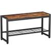 HOMEFORT Shoe Bench, Modern Industrial Shoe Storage Bench, Entryway Bench with Mesh Shelf and Sturdy Metal Frame, Metal Shoe Rack Bench for Hallway, Mudroom, Living Room, Rustic Brown view 1