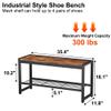 HOMEFORT Shoe Bench, Modern Industrial Shoe Storage Bench, Entryway Bench with Mesh Shelf and Sturdy Metal Frame, Metal Shoe Rack Bench for Hallway, Mudroom, Living Room, Rustic Brown view 3
