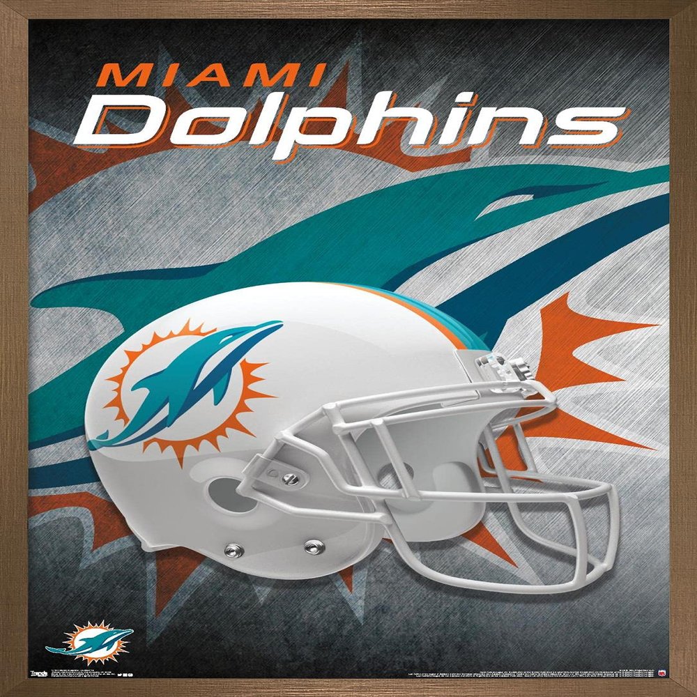 Trends International NFL Miami Dolphins - Helmet 18 Wall Poster, 22.375" x 34", Bronze Framed Version