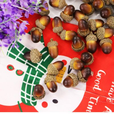 Kubert 100 Pieces Brown Assorted Artificial Acorn Caps, Autumn Vase Filler DecorationsDark Brown