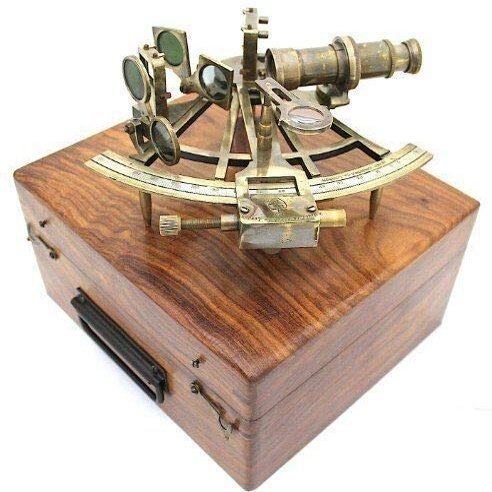 Antique Gift Hub Marine Captain Sextant  Brass Nautical Sextant 8 w Box - Henry Barrow London