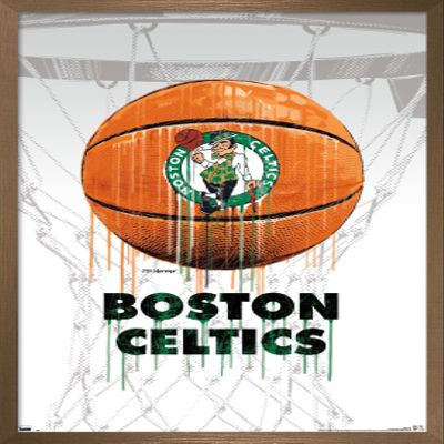 Trends International NBA Boston Celtics - Drip Ball 20 Wall Poster, 14.725" x 22.375", Bronze Framed Version