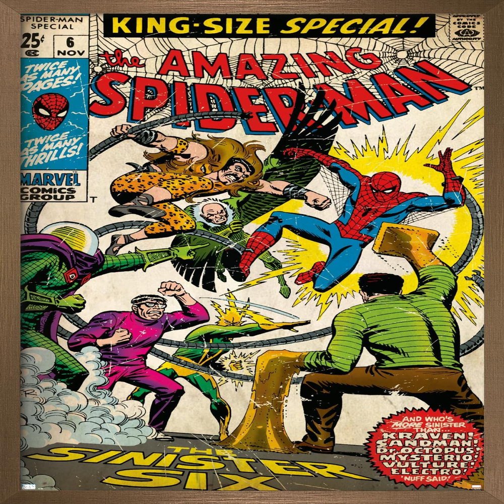 Trends International Marvel Comics - Spider-Man - Amazing Spider-Man #6 Wall Poster, 14.725" x 22.375", Bronze Framed Version