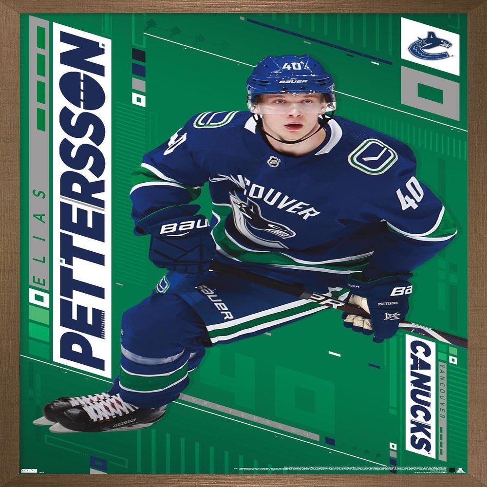 Trends International NHL Vancouver Canucks - Elias Pettersson 19 Wall Poster, 22.375" x 34", Bronze Framed Version