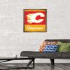 Trends International NHL Calgary Flames - Retro Logo 13 Wall Poster, 14.725" x 22.375", Bronze Framed Version view 2