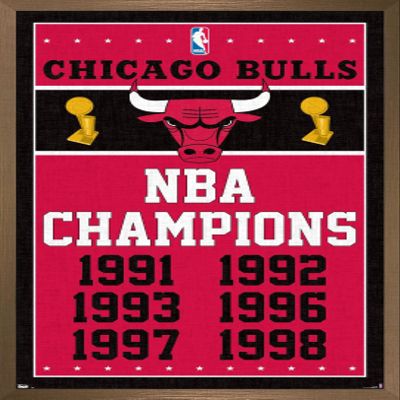 NBA Chicago Bulls - Champions 13 Wall Poster, 22.4L" x 14.7W", Bronze Framed Version