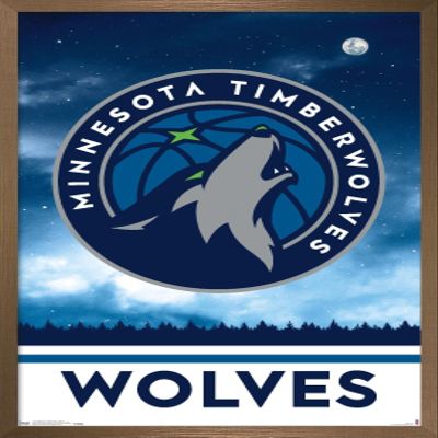 Trends International NBA Minnesota Timberwolves - Logo 18 Wall Poster, 14.725" x 22.375", Bronze Framed Version