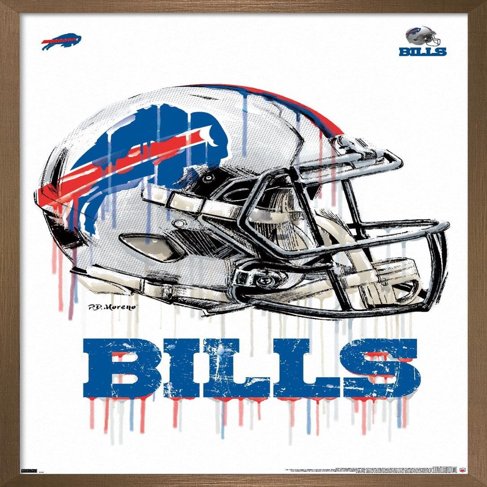 Trends International NFL Buffalo Bills - Drip Helmet 20 Wall Poster, 14.725" x 22.375", Bronze Framed Version
