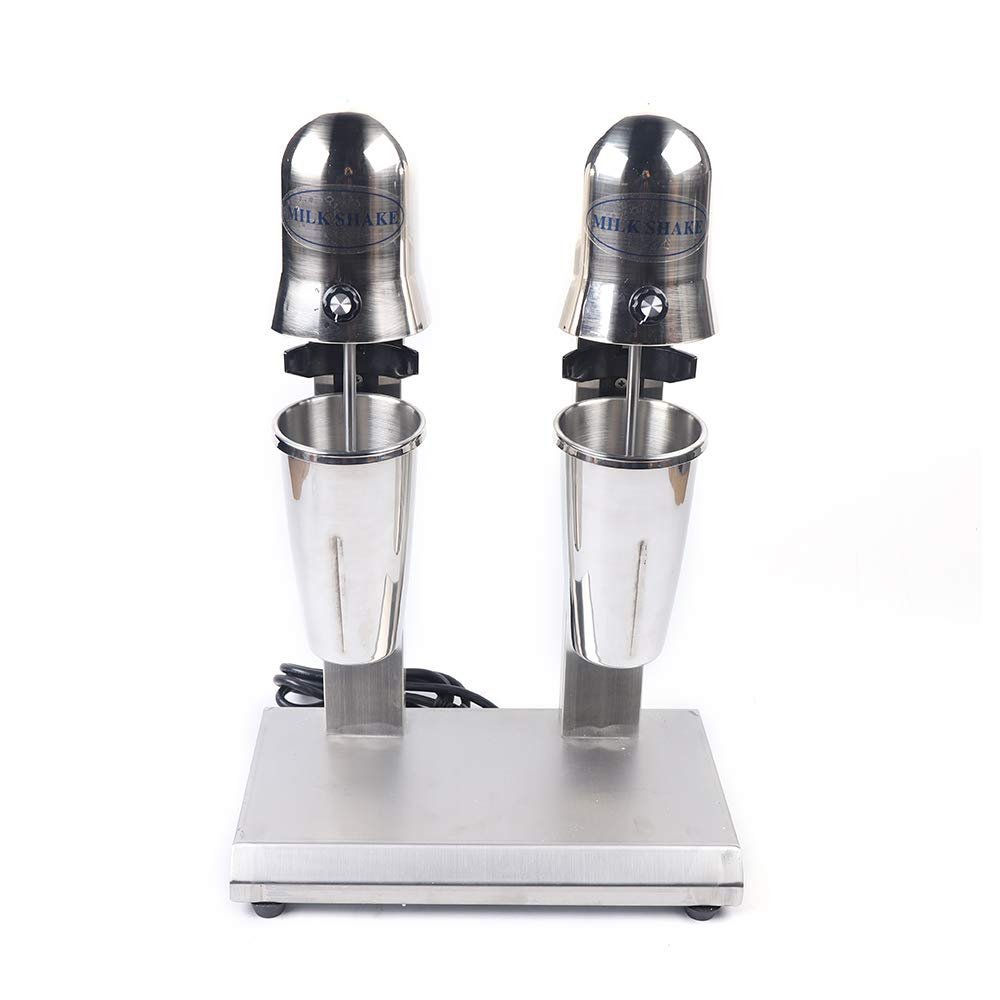 Electric Milkshake Mixer Machine, 110V Dual Head Stainless Steel Speed Adjustable Smoothie Milkshake Blender Malt Maker Machine for Commercial and Home Use