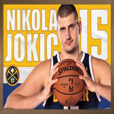 Trends International NBA Denver Nuggets - Nikola Jokic 19 Wall Poster, 14.725" x 22.375", Bronze Framed Version