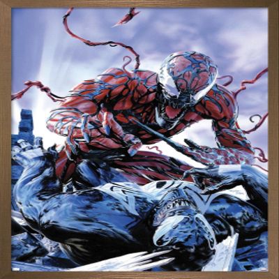 Trends International Marvel Comics - Carnage - Battle with Venom Wall Poster, 14.725" x 22.375", Bronze Framed Version