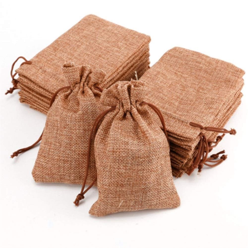 Duoer 10pcs Mini Jute Drawstring Burlap Bags Wedding Favors Party Jewelry Hessian Sack Pouches Packing Storage Bag (Color : 7x9cm)