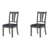 BOWERY HILL Transitional Faux Leather Dining Chairs, 40 in Fan Back Upholstered Seats, Rubberwood in Gray Oak Finish, Set of 2, Comfortable Kitchen or Dining Room Seating view 1
