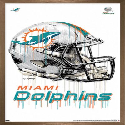 Trends International NFL Miami Dolphins - Drip Helmet 20 Wall Poster, 22.375" x 34", Bronze Framed Version
