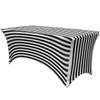 YOUR CHAIR COVERS 4ft Black and White Striped Rectangular Spandex Fitted Tablecloth, Wedding Event Patio Decorations, Elastic Fabric Stretch Cover for 4 ft Folding Table view 1