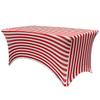 YOUR CHAIR COVERS Rectangular Spandex Table Covers 4ft Fitted Tablecloth Wedding Event Patio Decorations Elastic Fabric Stretch Tables Cover for 4 ft Folding Table (Red and White Striped) view 1