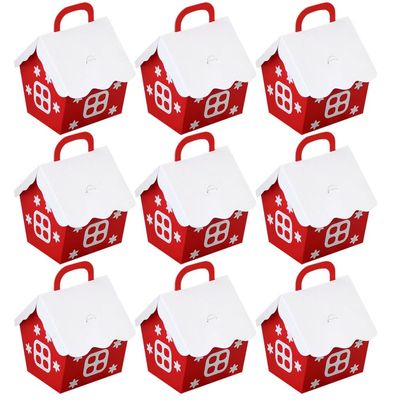 Cabilock 20pcs Christmas Candy Boxes Red House Paper Boxes Xmas Goody Boxes Christmas Tree Hanging Decorations Holiday Wedding Party Supplies Favors