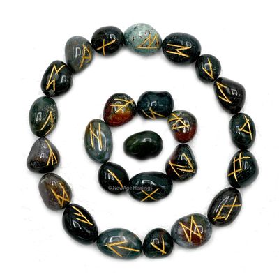 Amazing Gemstone Bloodstone Runes Crystal Runes Set of 25 Engraved Rune Stones with Runes Book PDF