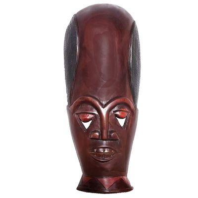 African Tribal Face Mask Dcor Safari Sculpture Art Hand Made by Kenyan Artisans Wall Hanging and Or Table Top Mantel Piece Display Unique Designs are Exclusive Collections (16 Inch, Maralal)