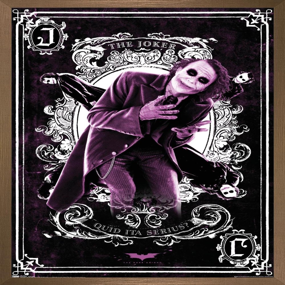 Trends International DC Comics Movie - The Dark Knight - The Joker Playing Card Wall Poster, 22.375" x 34", Bronze Framed Version
