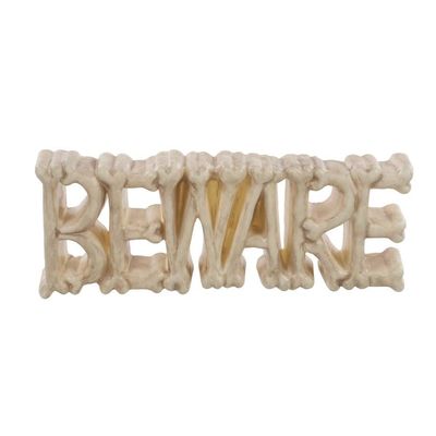 Skeleton Beware Bone Sign Decoration Halloween Decor Haunted House Prop