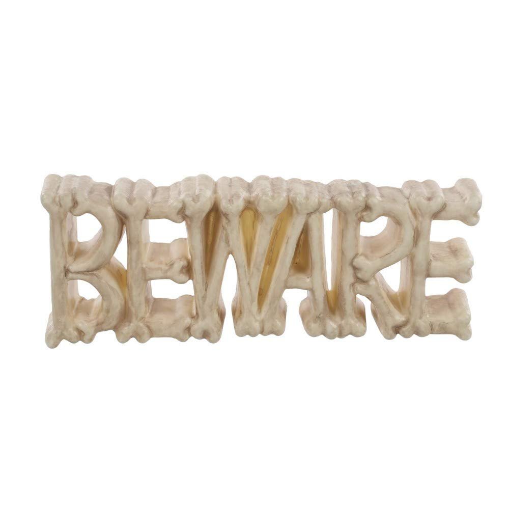 Skeleton Beware Bone Sign Decoration Halloween Decor Haunted House Prop