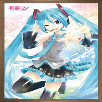 Trends International Hatsune Miku - Waving Wall Poster, 14.725" x 22.375", Bronze Framed Version