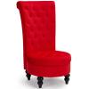 AVAWING Throne Royal Chair Set of 1 for Living Room, Button-Tufted Accent Armless High Back Chair with 24.6 Inch Larger Seat, Thick Padding and Rubberwood Legs, Enthusiastic Red view 1