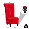 AVAWING Throne Royal Chair Set of 1 for Living Room, Button-Tufted Accent Armless High Back Chair with 24.6 Inch Larger Seat, Thick Padding and Rubberwood Legs, Enthusiastic Red view 3