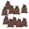 Inzopo Linen Drawstring Pouch Bags for Wedding Party Favors Gifts 13 x 9cm Pack of 10 (Deep Linen) Brown view 1
