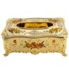 Tissue Box Cover with Lid Vintage Luxurious Glolden European Style Napkin Holder with Rose Pattern Plastic Tissue Holder for Home Office Car 9.04 Inches view 3