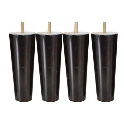 Inzopo 4pcs 4" 5" 6" 8" Height Cone Shape Eucalyptus Solid Wood Furniture Sofa Legs - Black, 6inch H Black 6inch H
