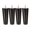 Inzopo 4pcs 4" 5" 6" 8" Height Cone Shape Eucalyptus Solid Wood Furniture Sofa Legs - Black, 6inch H Black 6inch H view 1
