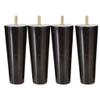 Inzopo 4pcs 4" 5" 6" 8" Height Cone Shape Eucalyptus Solid Wood Furniture Sofa Legs - Black, 6inch H Black 6inch H view 3