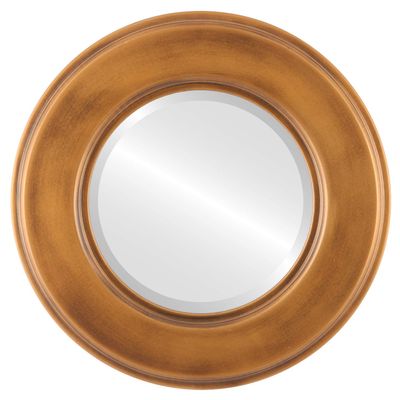 OVALCREST Round Beveled Wall Mirror for Home Decor - Marquis Style - Sunset Gold - 32x32 Outside Dimensions