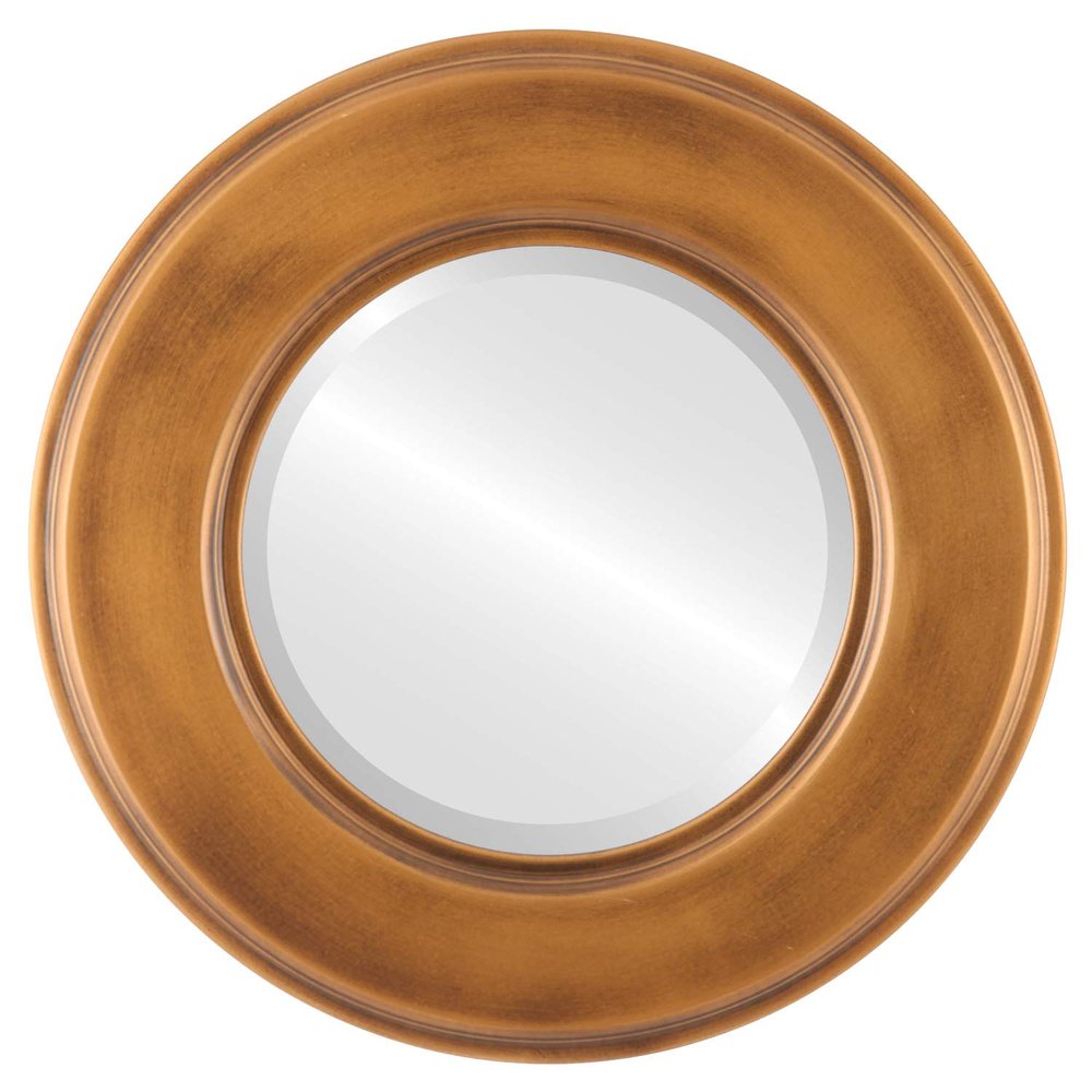 OVALCREST Round Beveled Wall Mirror for Home Decor - Marquis Style - Sunset Gold - 32x32 Outside Dimensions