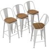 Andeworld Metal Bar Stools Counter Height Stools Dining Chairs High Back Industrial Barstools Set of 4 (24inch, Cream White) view 3