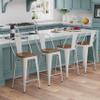 Andeworld Metal Bar Stools Counter Height Stools Dining Chairs High Back Industrial Barstools Set of 4 (24inch, Cream White) view 4