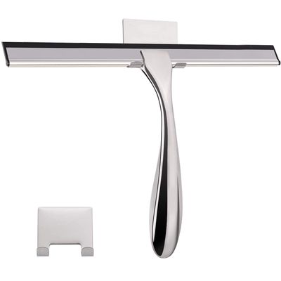 LPOLER 12 Inch Shower Squeegee for Shower Doors, All-Purpose Window Squeegee for Bathroom, Mirrors, Tiles and Car Windows with 2 Hooks
