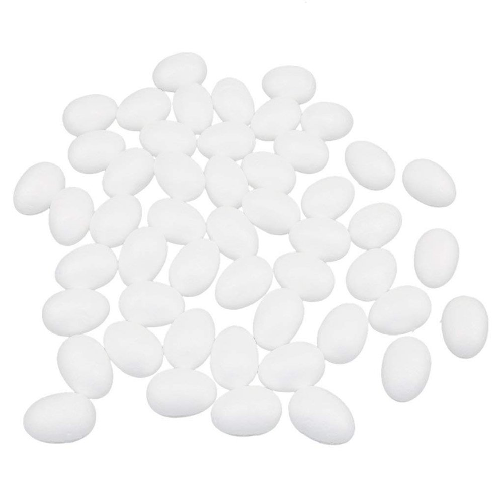 Inzopo Pack of 50 White Modelling Craft Polystyrene Foam Eggs Ornaments 5cm