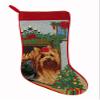 A Pets World Needlepoint Yorkie with Fireplace Dog Breed Christmas Stocking view 1