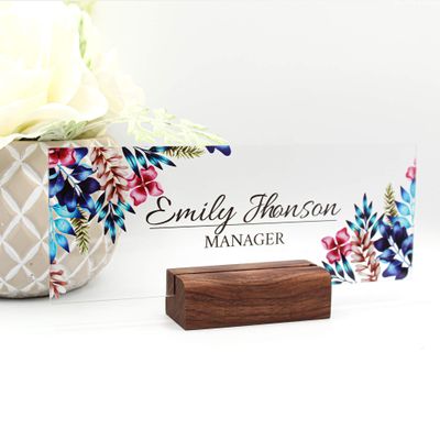 ARTSWAVE Custom Desk Name Plate - Personalized Office Desk Accessories - Professional Acrylic Sign Holder 8x3 - Ideal Desk Decor, Wedding Gifts - Office & Workspace Organizers for Women & Men