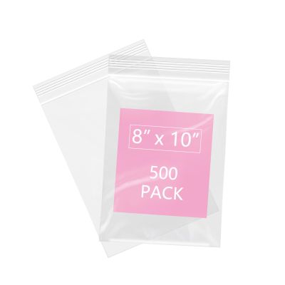 iMailer - 500 Pcs- 8" x 10" Plastic Zip Poly Bags- Clear Resealable Zip Bag for Art Prints, Brochure, Photoes, Handicraft Gift