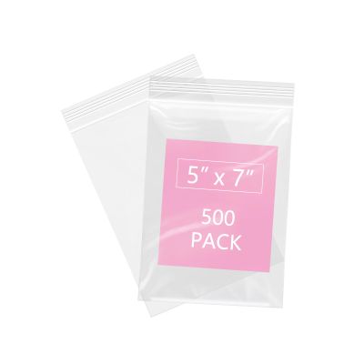 iMailer - 500 Pcs- 5" x 7" Clear Small Zip Bag - Reclosable Zip Plastic Poly Bags 2 Mil with Resealable Lock Seal Zipper for A2 A4 A6 Cards & Envelopes, Bakery, Cookies, Sandwich
